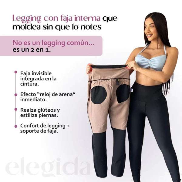 Leggins con faja interna y levanta cola